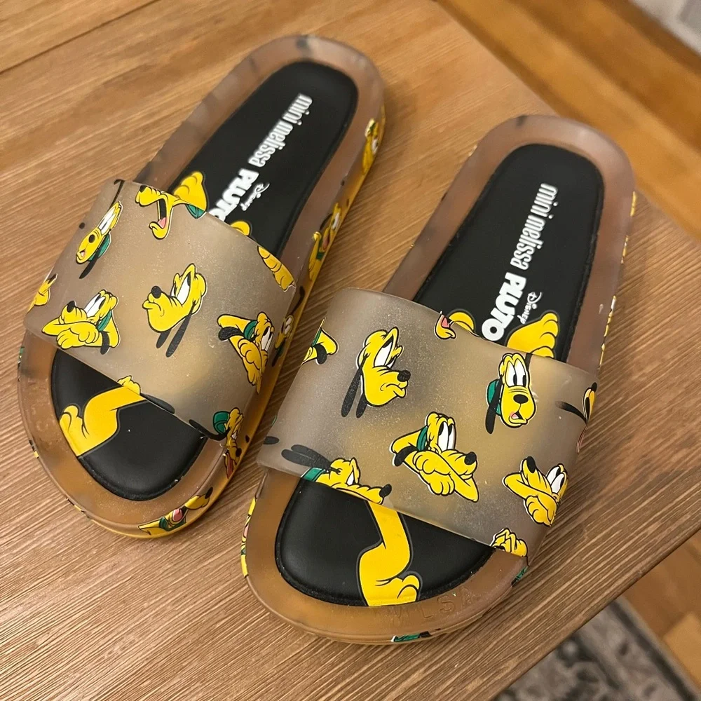 Mini Melissa Slide + Mickey And Friends III Pluto Clear Beige toddler 12 unisex - Picture 2 of 5